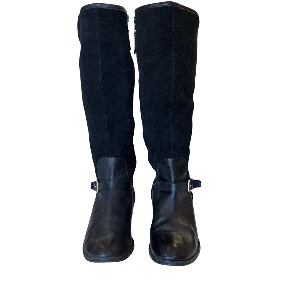 Lauren Ralph Lauren Marion Black Suede Leather Knee High Riding Boots Women 7.5B